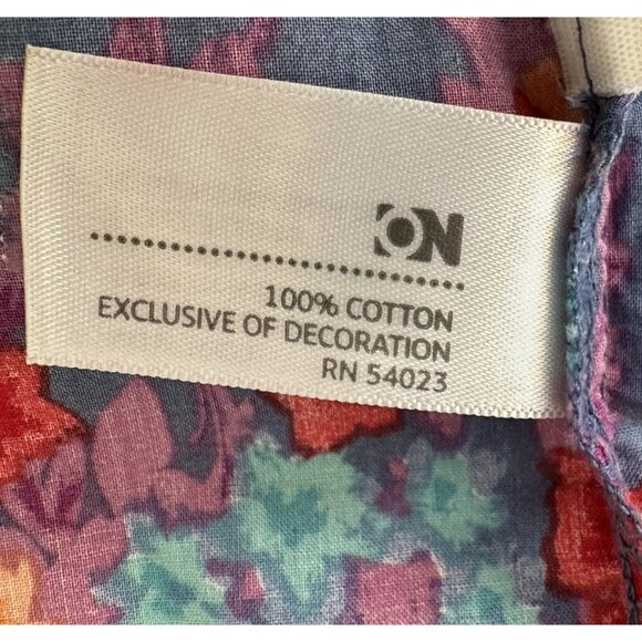 Old Navy Women's Blue Cotton Tunic Water Color Floral Print 3 Qtr Sleeve Sz Med - Picture 9 of 14